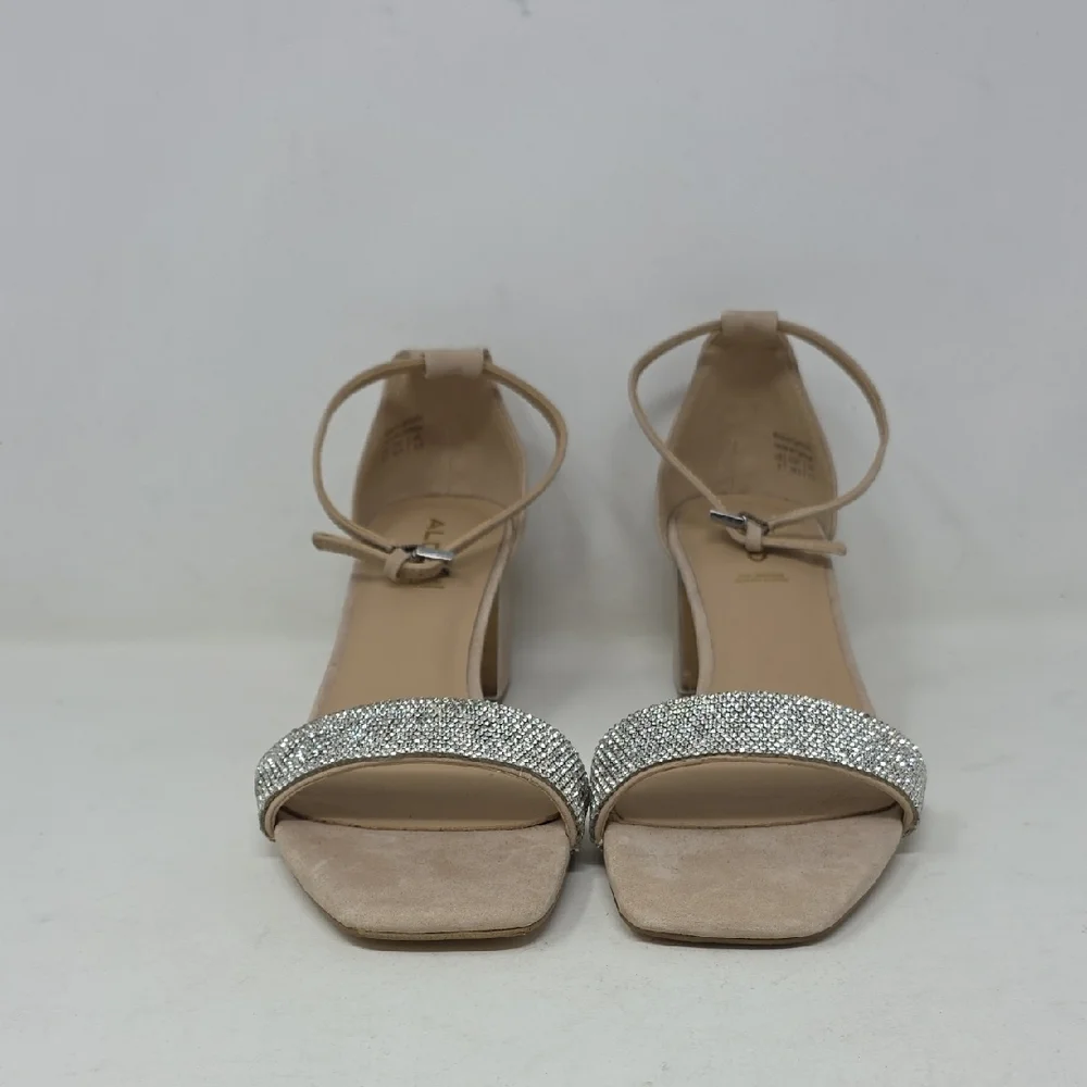 Aldo Beaded Elegant Beige and Silver Women's Heels Size 8